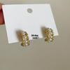 Matte Metal Twist Pearl Stud Earrings - Korean Retro Style for Women