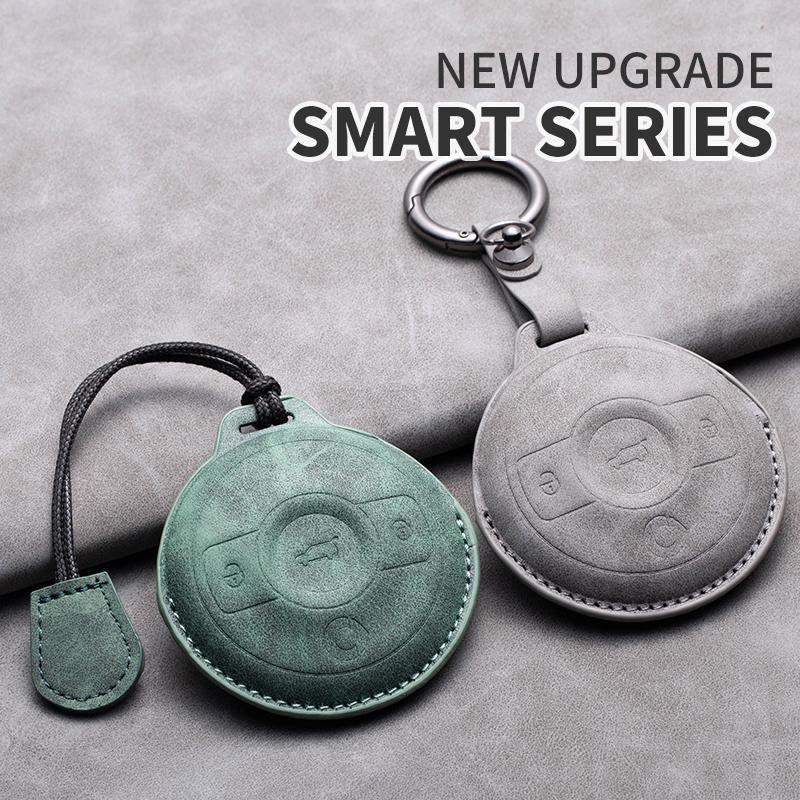 Sheepskin Car Key Case Cover For Mercedes Benz Smart Fortwo 1 BRABUS 1 Benz SMART 2022 2023 Protector Holder Shell Accessories