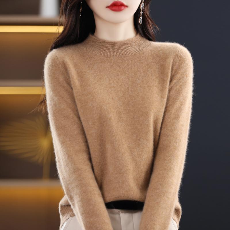 Women's Cashmere Sweater Qinghe Cashmere 30% Cashmere 70% Wool Autumn and Winter Pullover Warm and Fashionable