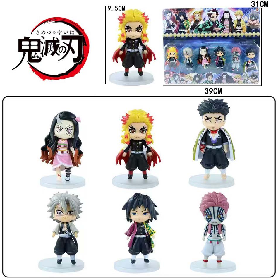 Anime 9cm Demon Slayer Figure Nezuko Tanjirou Zenitsu Inosuke Kyoujurou Giyuu Kawaii Qposket PVC Model Toys children Gift