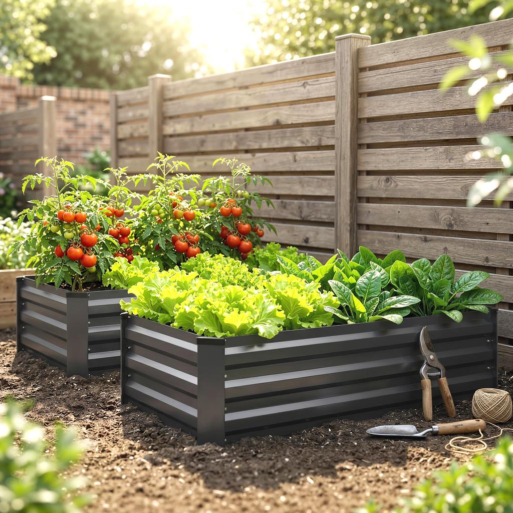 Raised garden bed, herb garden, weatherproof, open bottom, 100 x 60 x 30 cm, dark gray