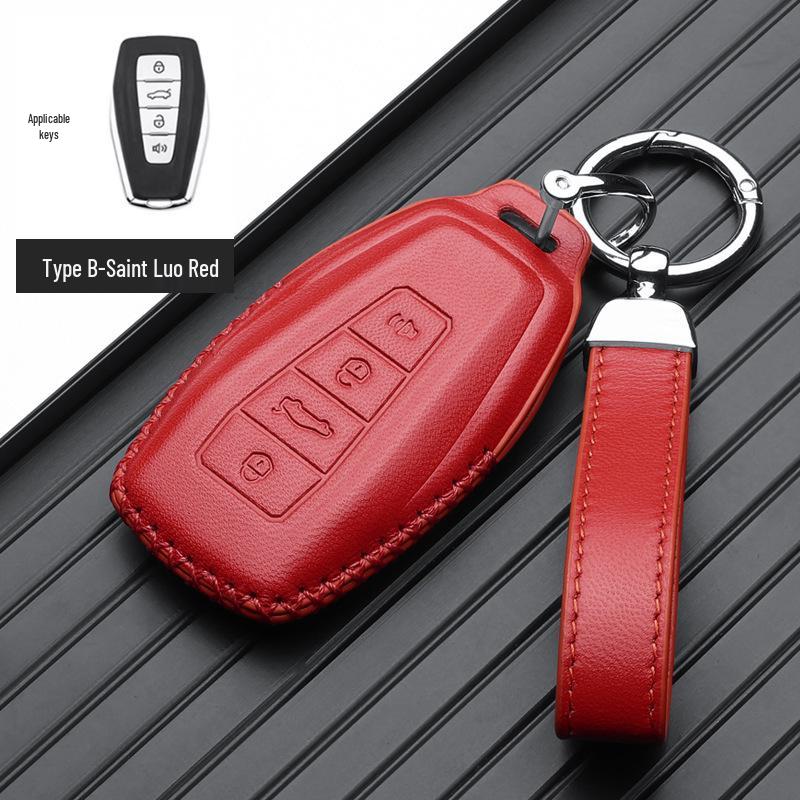 Genuine Leather Key Case for Geely Boyue, Xingyue L, Binyue ICON, Xingrui, Panda Mini - Premium Metal Shell