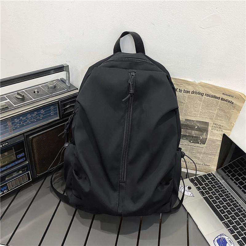 

Black White Green Red Solid Color High School Student Backpack Men Ins Street Fashion Travel Bag чёрный