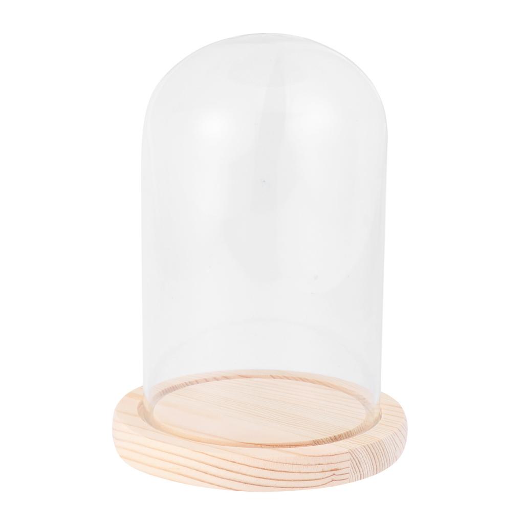 9X15Cm Eternal Flower Glass Dome Transparent Cover For Diy Craft Valentine Gift Wood Base Antislip Glass Flower
