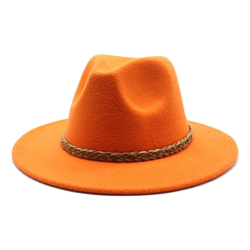 Woolen Jazz Hat Retro Classic Flat Hat Big Eaves Hat Top Hat Felt Hat