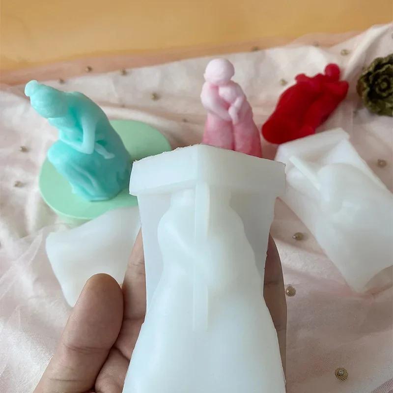 Svíčka na tělo Věčná láska Silikonová Ručně vyráběná Stolní dekorace Sádra Epoxidová pryskyřice Aromaterapeutická svíčka Silikonová forma