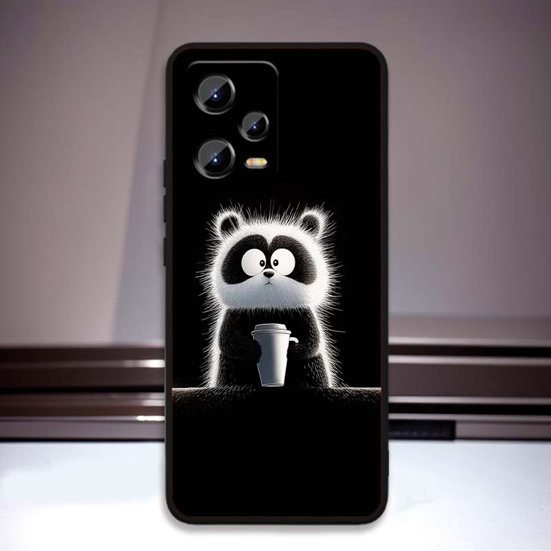 Anime cartoon cat illustration For Xiaomi Redmi Note 15 14 13 12 12S 11E 11 11S Pro Plus 4G 5G Black Soft TPU Phone Case