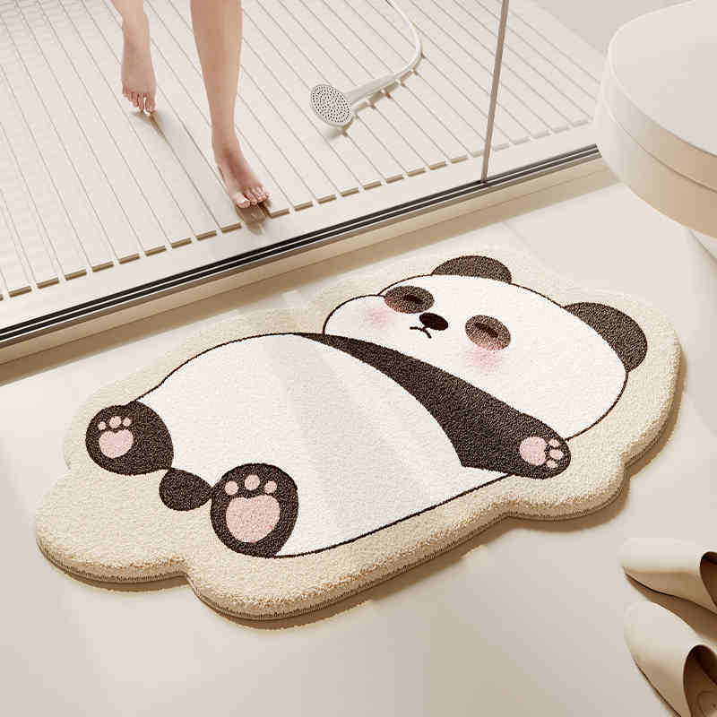 Cartoon Animal Bathroom Floor Mat, Shower Room, Non-Slip And Easy To Take Care Of, Imitation Cashmere Foot Mat, Household Dirt-Resistant And