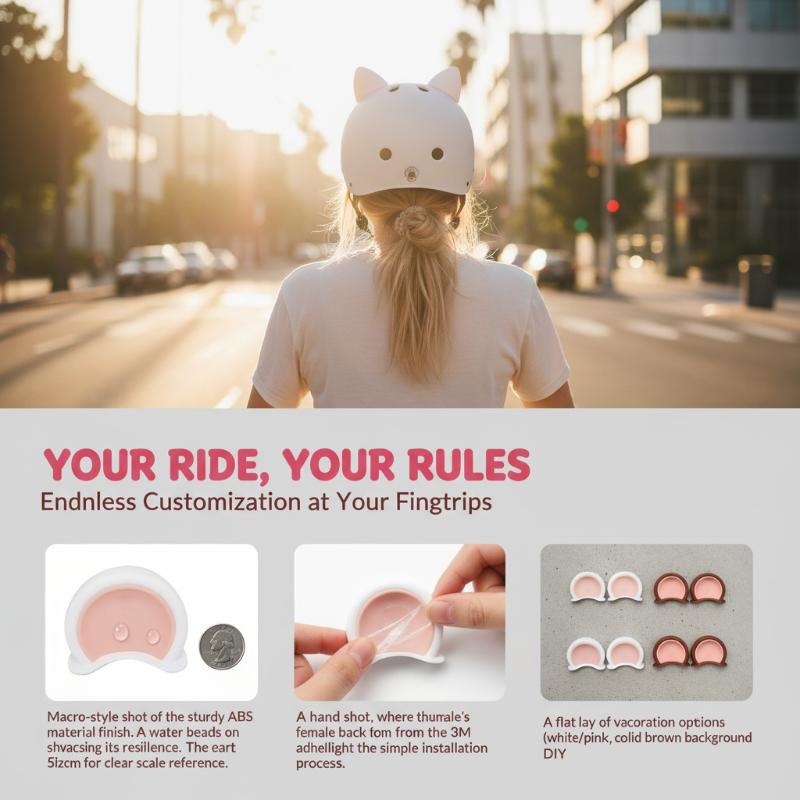 1 Pair Cute Soft Abs Bear Ear Decorations Lovely Kawaii Appearance Fit For Scooters Motorcycles Helmets
