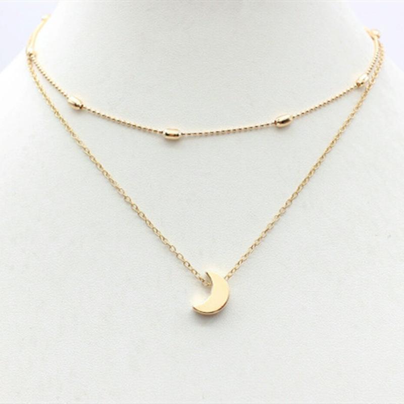 Simple and trendy women's street auction necklace, multi-layer copper peach heart star moon collarbone necklace
