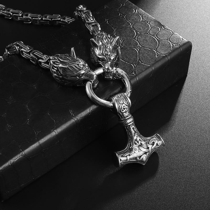 Vintage náhrdelník vlčí hlavy pro muže Těžký byzantský řetízek Vysoce kvalitní náhrdelník Šperky Amulet Dárek