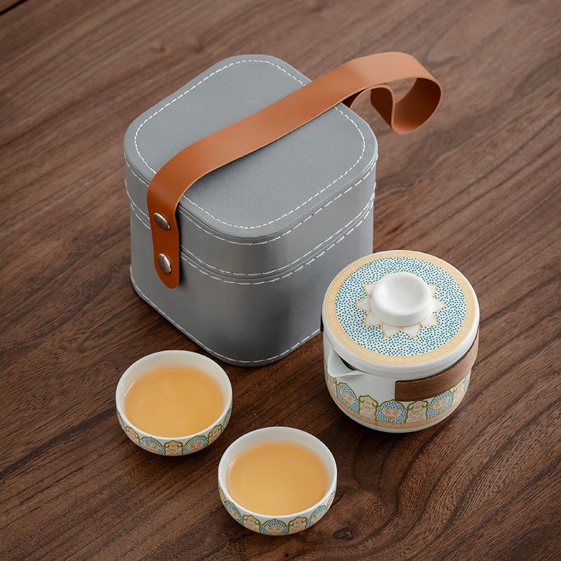 

Yanhe Guyun Travel Tea Set Ceramic Set Outdoor Camping Portable Tea Making Guest Cup Kung Fu Business Gift Bag