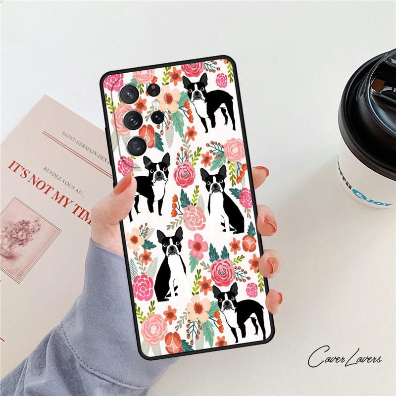 Boston Terrier Dog phone case For Samsung Galaxy S24 S25 S23 S22 Ultra Note 10 20 Plus S20 S21 FE Cover