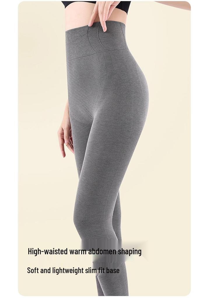 Women's Lambswool Tummy Control High Elastic Slimming Pants for Autumn and Winter