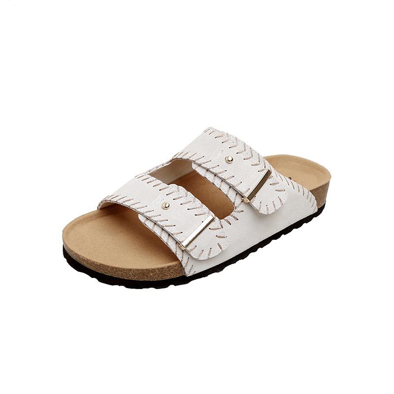 

Cowhide retro buckle with high sense summer wear thick-soled slippers women s beach cool slippers 35