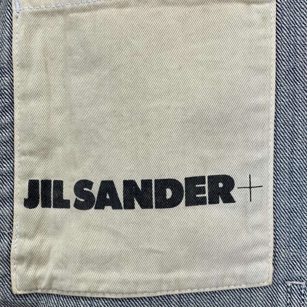JIL SANDER+ 25Stainless Steel J40DL0157 Blue Navy Cotton Washed & Bleached Short Sleeve Denim Shirt tops S blueUsed