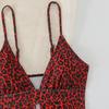 Fashion Leopard Pattern Backless Triangle Bikini Swimsuit For Beach Vacation