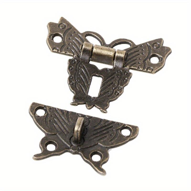5Pcs Wooden Jewelry Box Case Lock Pad Chest Lock For Box Accessories Retro Vintage Butterfly Latch Hasp