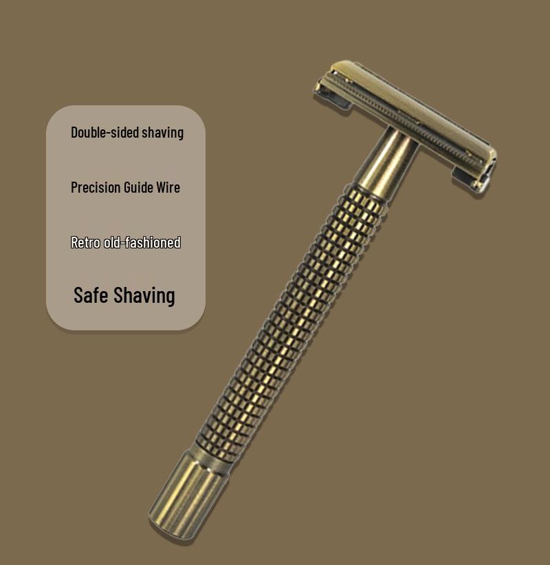 Classic Brass Double-Sided Safety Razor with Twist-Off Head