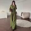  autumn new European and American women's cross-border new Chinese suit, disc-buckled stand-up collar top, wide-leg pants two-piece set