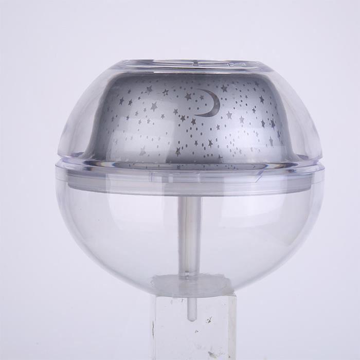 500ml Humidificateur d air led intérieur, Humidificateur d air bebe silencieux, Reveil projection plafond enfant etoile - Argent