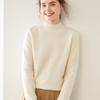 Women's Cashmere Half-High Collar Solid Color Pullover Sweater for Autumn/Winter - Loose, Thickened, Knit Base Layer