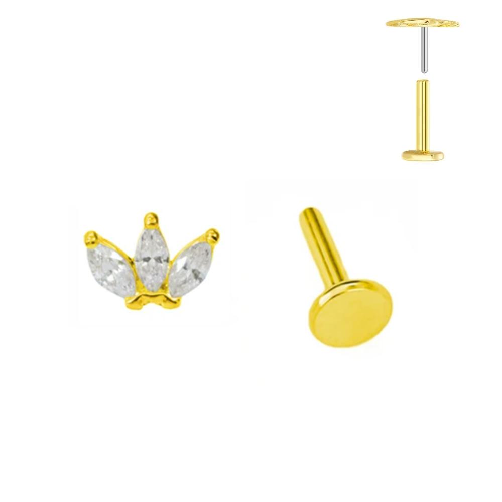 ASTM F136 G23 Titanium Leaf Branch Push In Threadless Labret Piercing 16/18/20G Earring Stud Cartilage Body Jewelry