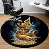 1pc Golden Fishes Splash Office Round Area Rug, Under Office Chairs Bedroom Living Room Home Decor, Room Deco, Available in Various Sizes