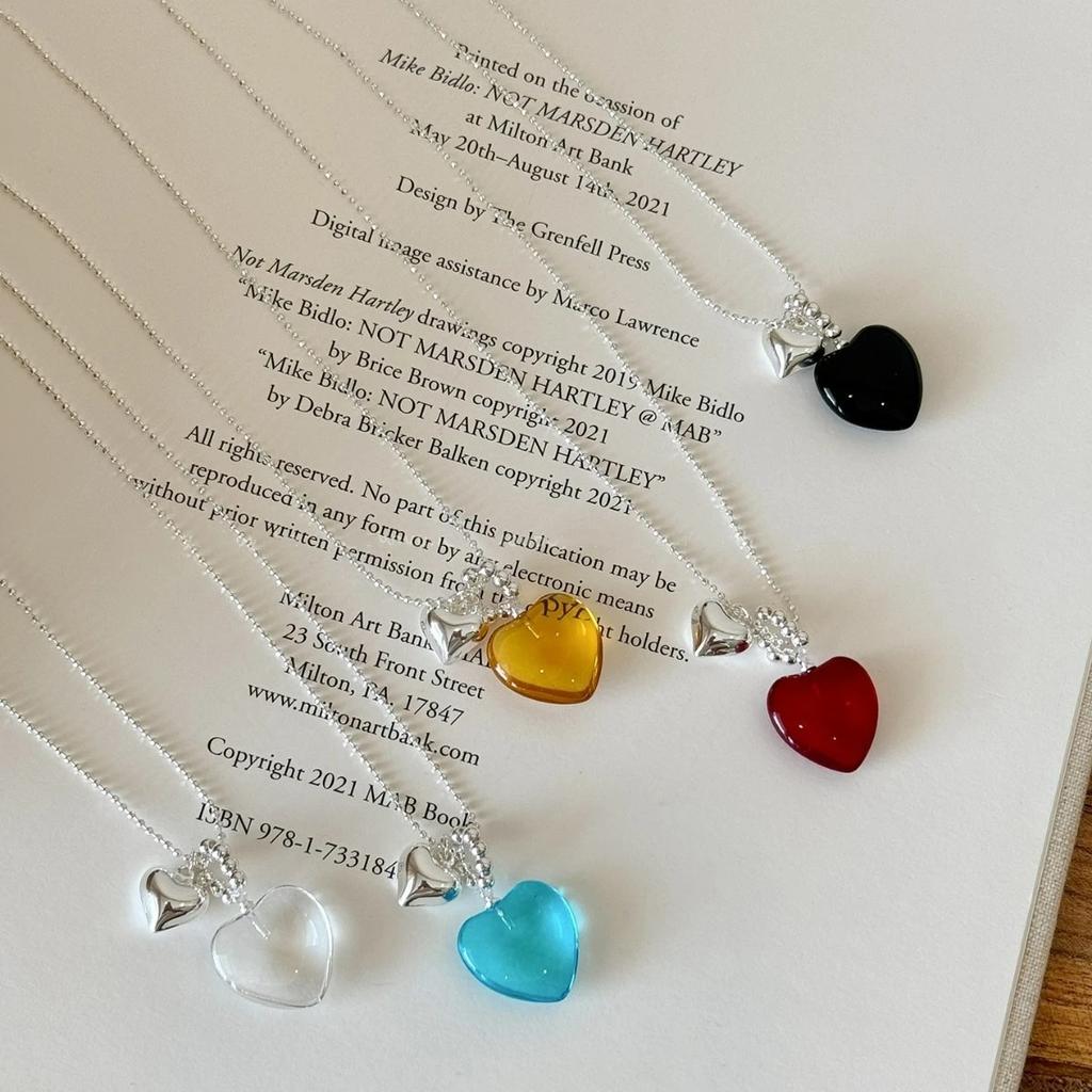 Y2K Dopamine Love Heart Shape Pendant Necklace for Women Personality CCB Clavicle Chain Fashion Jewelry Accessories Party Gifts