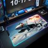 Jet Airplane Mouse Pad RGB Gaming Mousepad Big LED Pad PC Desk Mat Luminous Mouse Pad Large Keyboard Mats Table Rug With Backlit