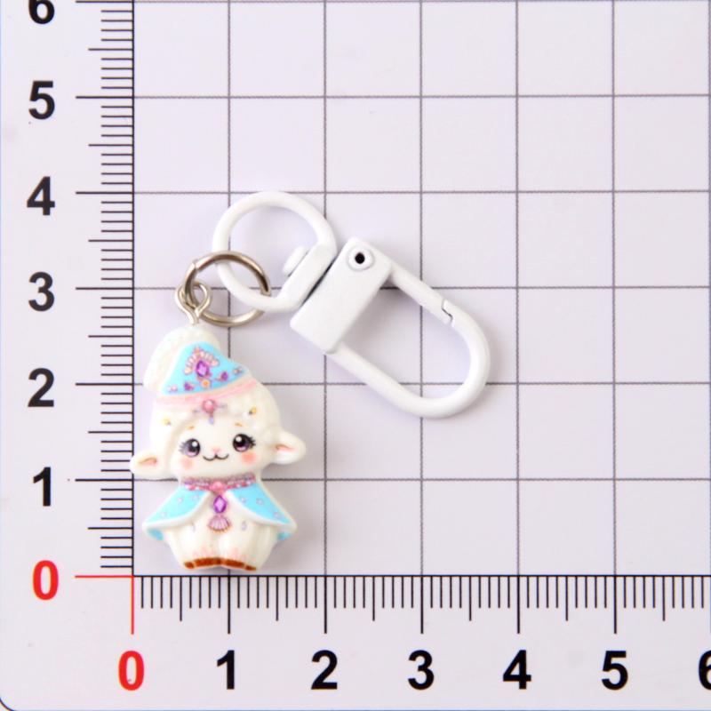 Adorable Cartoon Sheep Resin Keychain Non-fading Design Portable Pendant for Laptop Bag Decor Kids Birthday Gift Ideas
