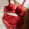 The New French Sweet Lace Underwear Women's Small Breasts Are Gathered and Supported To Show a Large Anti-sagging Bra Set.