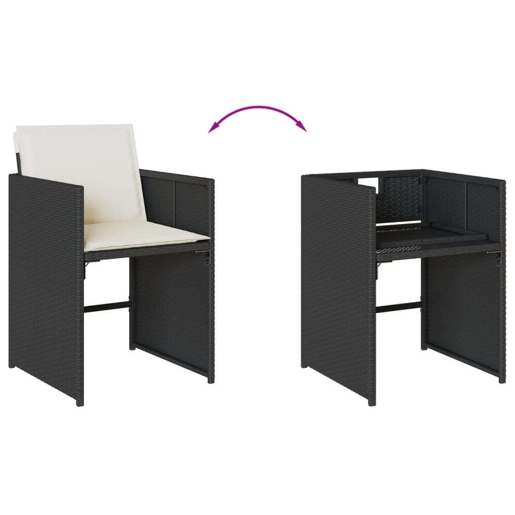 Vidaxl 5-Cz. Garden Furniture Set With Cushions, Black, Poly Rattan