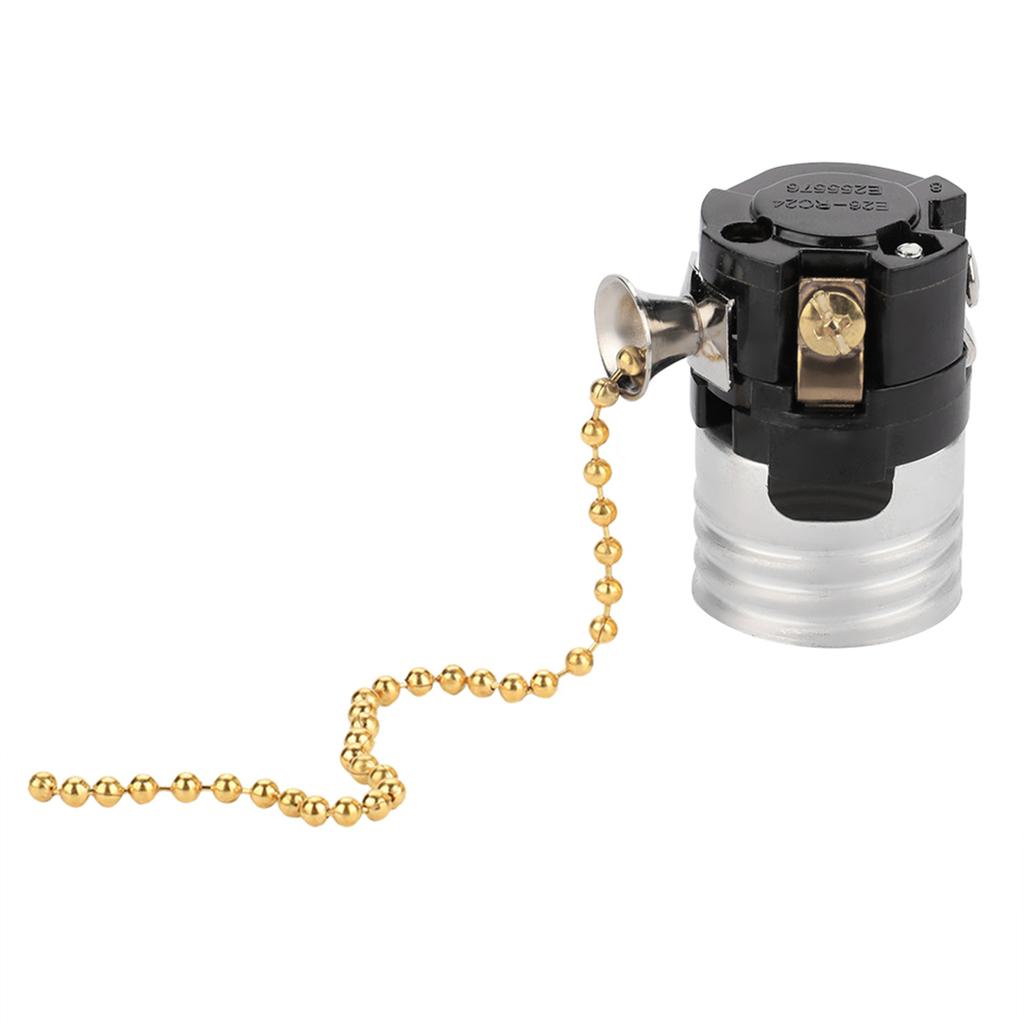 E27 Aluminum Vintage Light Socket with Pull Chain Desk Table Lamp Lighting Holder Screw Base