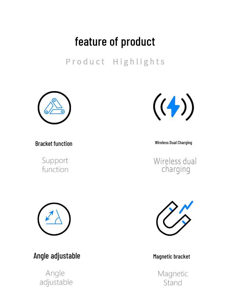 15W Magnetic Wireless Car Charger & Foldable Phone Holder with Suction Cup for Apple Devices