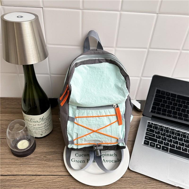 Schoolbag Outdoor Leisure Color Contrast Tide Brand Backpack Lightweight Travel Drawstring Storage Backpack Going Out Cycling Sports Mountaineering