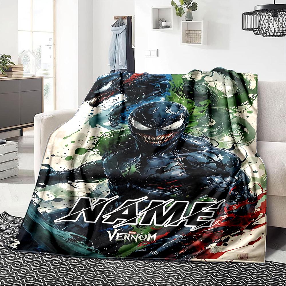 Custom Name Venom Artwork Poster blanket for Couch & Bed, Plush Cozy Fuzzy Blanket Super Soft & Warm Blankets for Fall and Winter. 0908435
