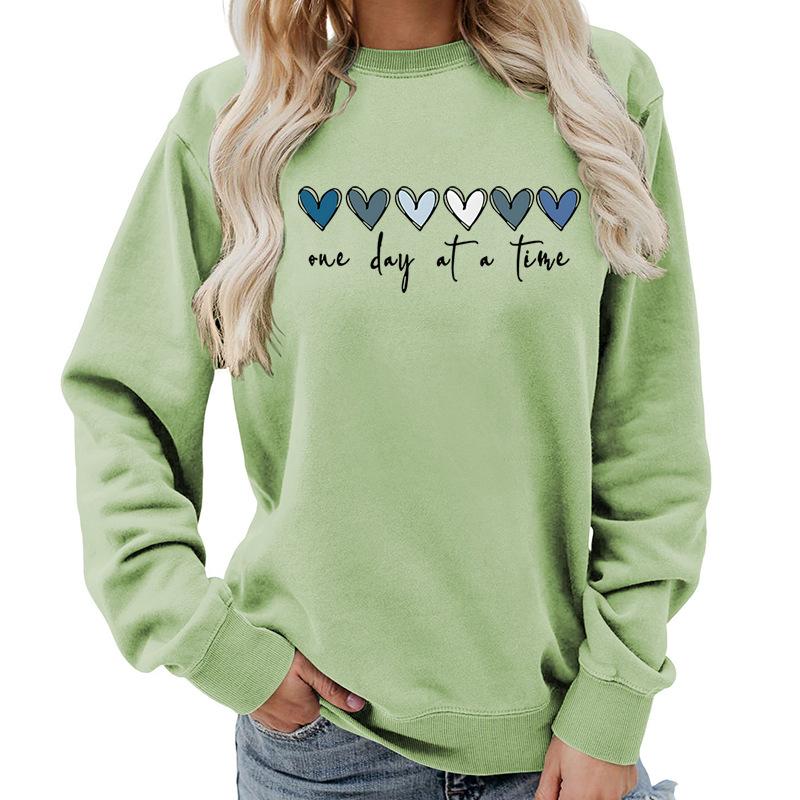 Women's Crew Neck Long Sleeve Loose Fit Sweatshirts Casual Letter Print Pullover Tops