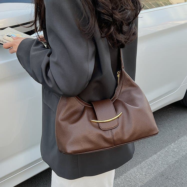 Women's Soft Leather Underarm Bag Casual Commuter Shoulder Bag
