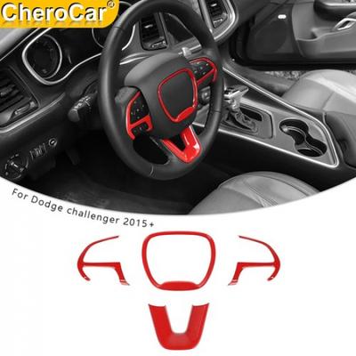 Steering Wheel Cover Trim Full Kit Frame For Dodge Challenger 2015+/Durango Red