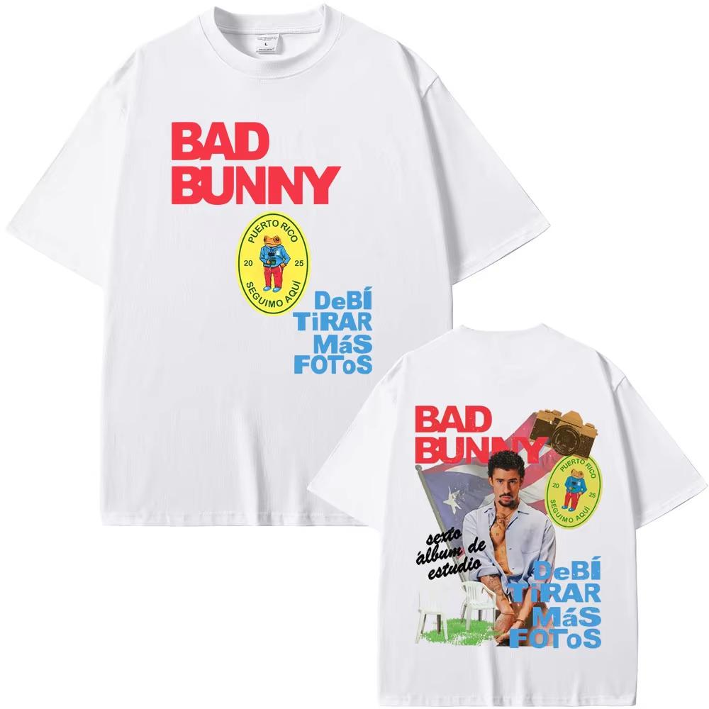 Rapper Bad Bunny DeBi TiRAR MaS FOToS DTMF 2025 Tour T Shirts Men Women Hip Hop Pop Music T-shirts Male Retro Oversized Tshirts