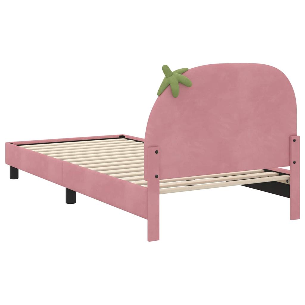Children s Bed Frame with Headboard Pink 90 x 190 cm Velvet