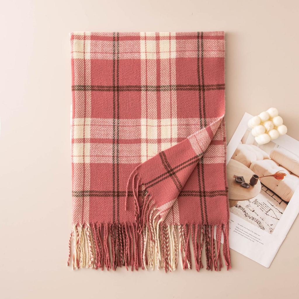 Retro British imitation cashmere plaid scarf, warm in autumn and winter, scarf shawl, commuting versatile couple