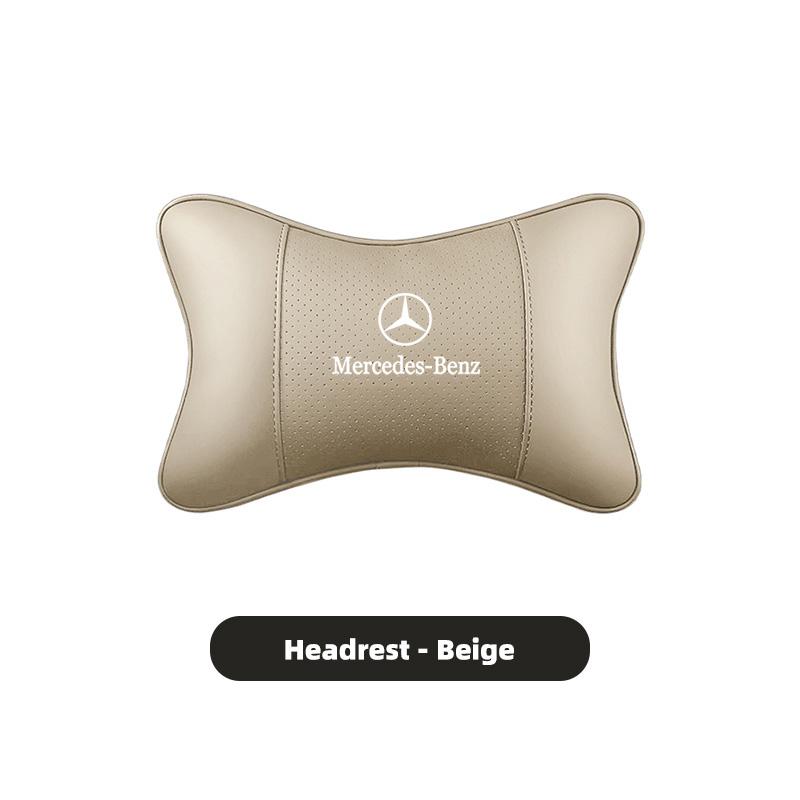 CRJ1 Car Leather Headrest Neck Pillow Waist Lumbar Support Cushion For Mercedes Benz AMG E S C A B Class GLE GLS CLA CLE GLC CLS GLA