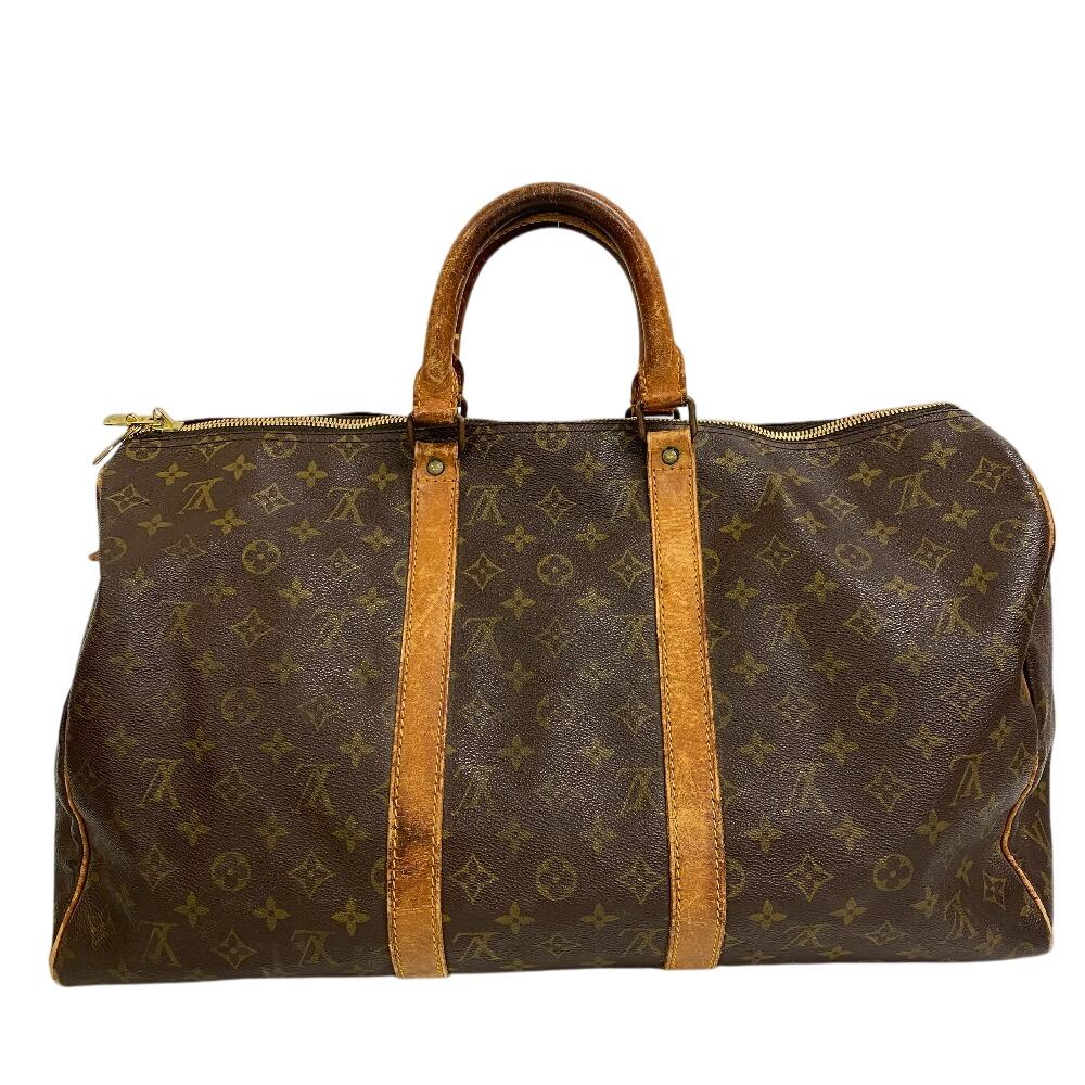 Louis Vuitton M41426 Vintage Monogram Pattern Leather Kiepol 50 Boston Bag Brown Leather Unisex Used