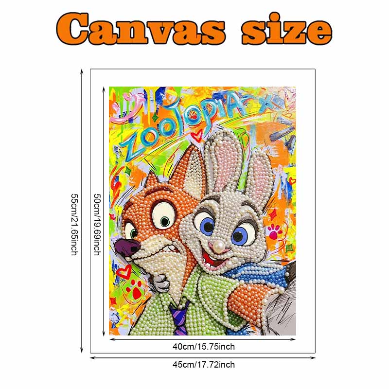 Disney Zootopia Pearl Art Painting Home Wall Decor Art Crafts Handmade DIY Adult/Beginner Gift Creative Home Decor Frameless Nick Judy Wall Art Poster