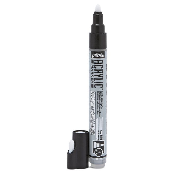 Marqueurs peinture acrylique - PEBEO - Acrylic Marker - Pointe Medium 4 mm - Couleur Gris