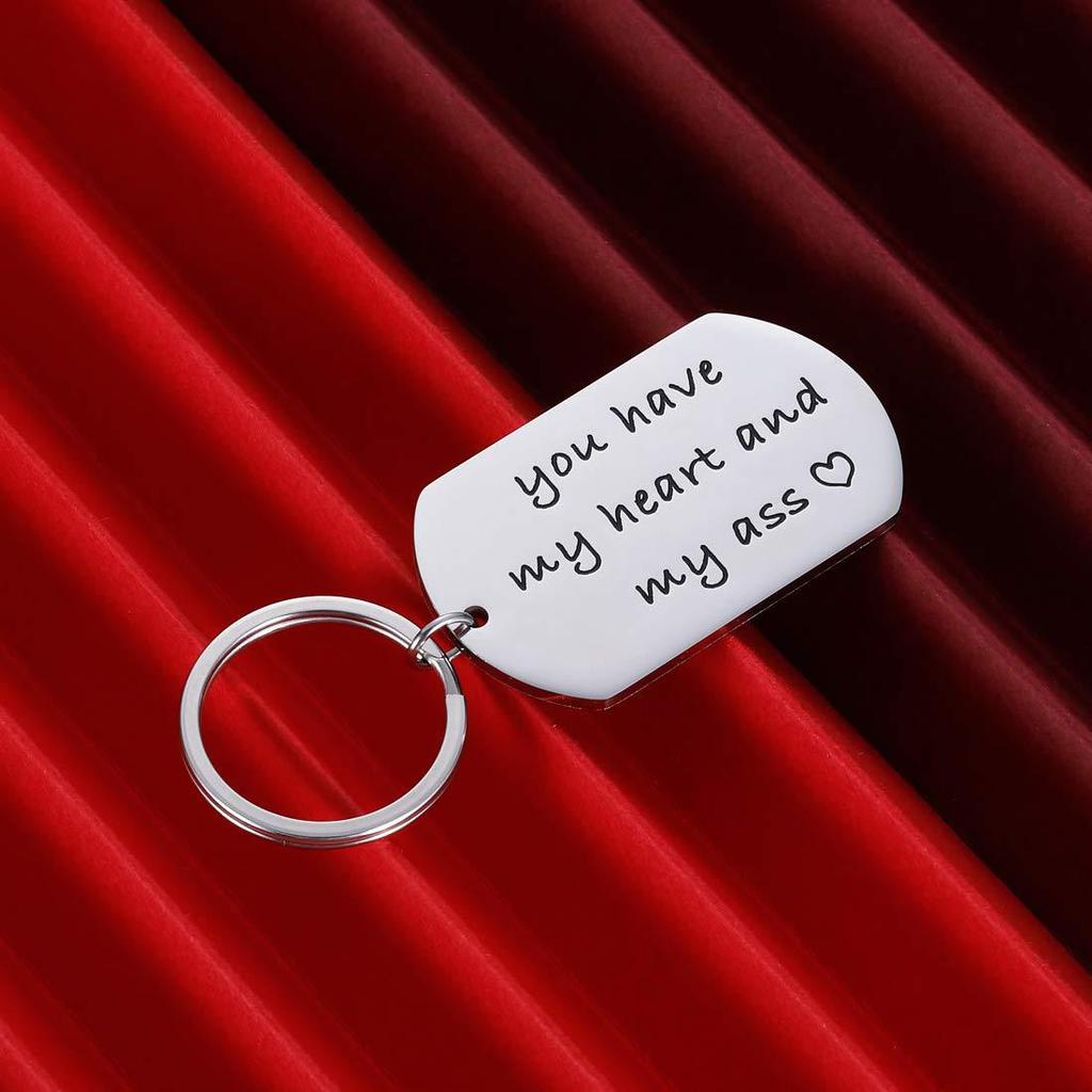 You Have My Heart Stainless Steel Dog Tag Keychain Romantic Couple Design Fashion Keyring Practical Lover Gift