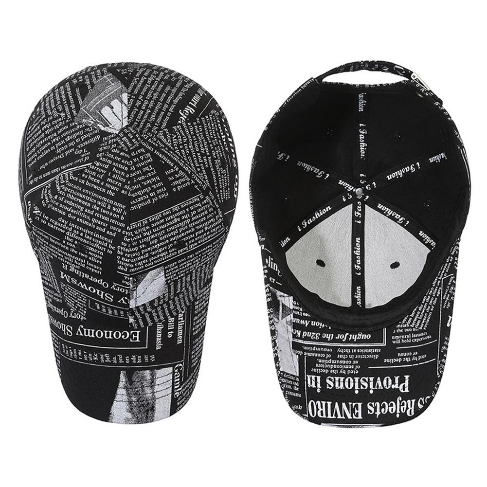 Newspaper Pattern Personality Graffiti Baseball Cap Fashion Street Hip Hop Duck Cap Outdoor Sports Visor Sun Protection Visor Hat Truck Driver Hat