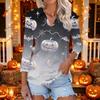 Women's Casual Halloween Themed Print V-Neck Three-Quarter Sleeve Top